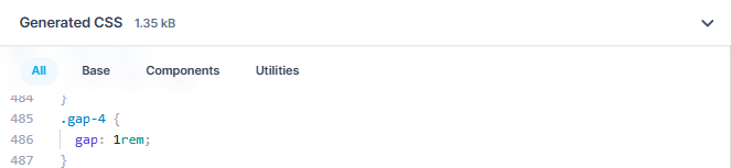 TailwindCSS gap-4 の Generated CSS