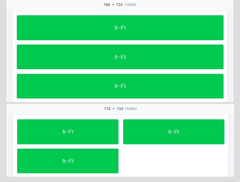 グリッド: モバイルで1列、PCで複数列