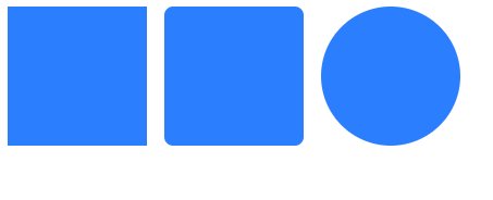 Tailwind CSS rounded-none・rounded-lg・rounded-full の比較